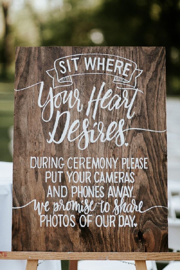 rustic real wood unplugged wedding sign