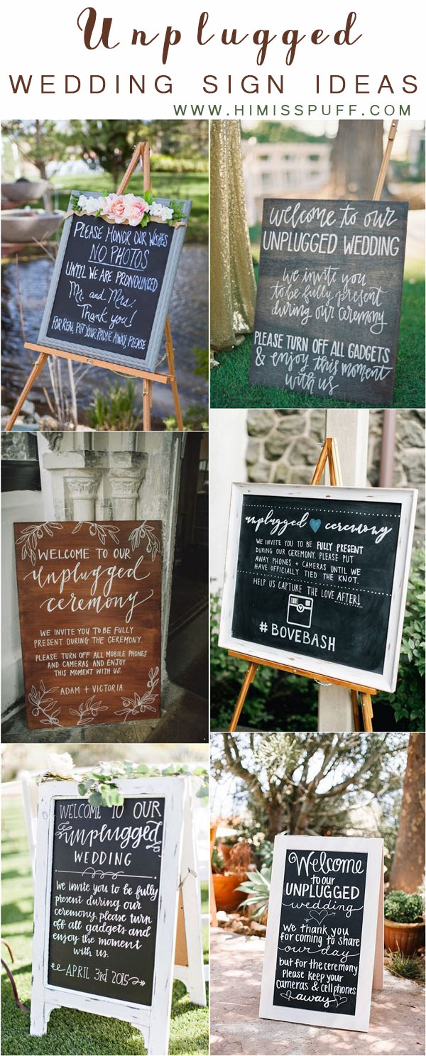 Bright Chalkboard Style Unplugged Wedding No Phones Cameras Wedding Sign 