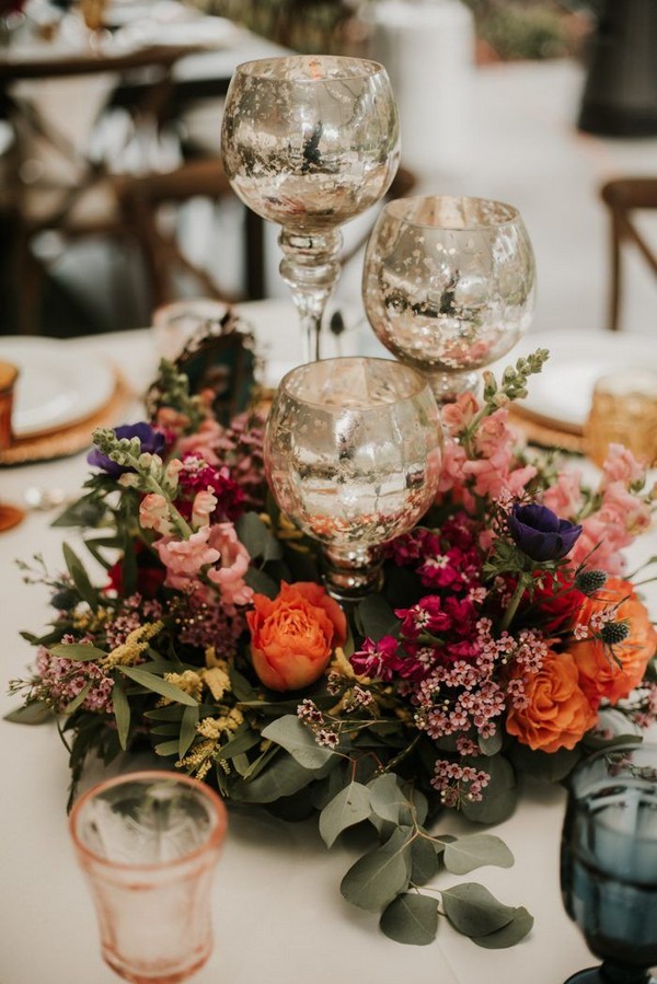 vintage fall colorful wedding centerpiece