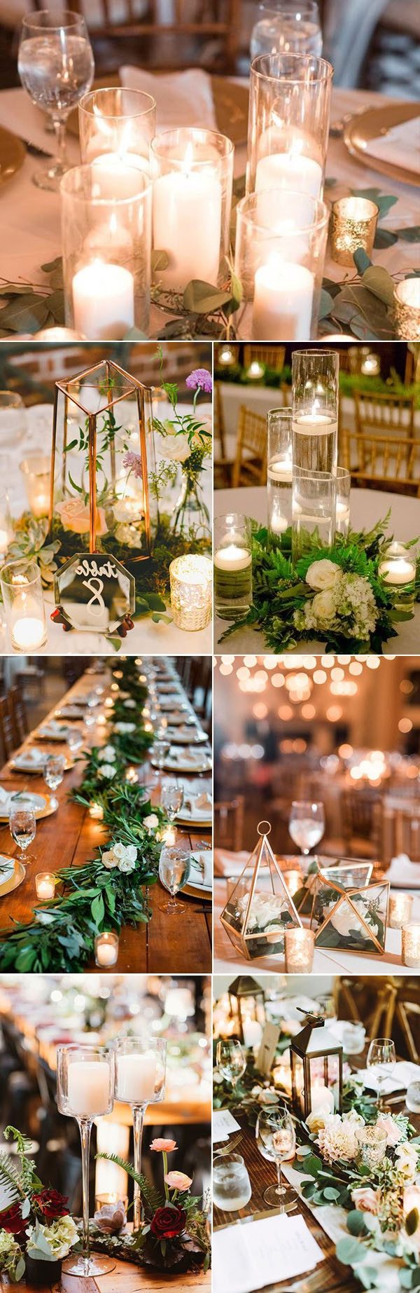 Bright candlelight the stunning wedding table centerpieces with metal decors