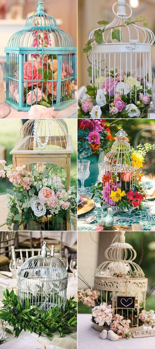 Colorful metal cage wedding centerpieces with fresh floral inspire your big day