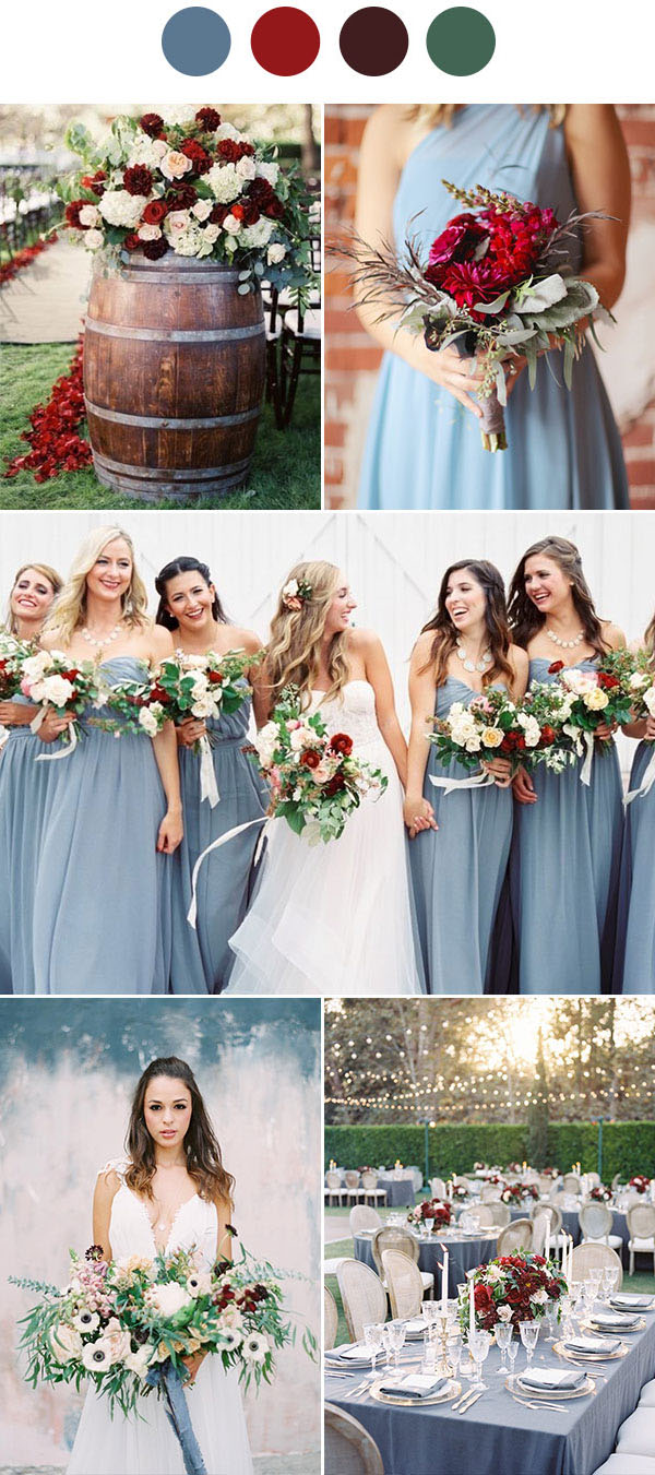 Silver Gray Dusty Blue wedding color decoration ideas wedding combo