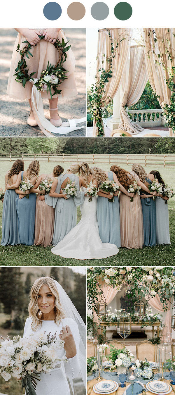 Dusty Blue wedding color palette spring wedding color palette Earth tones