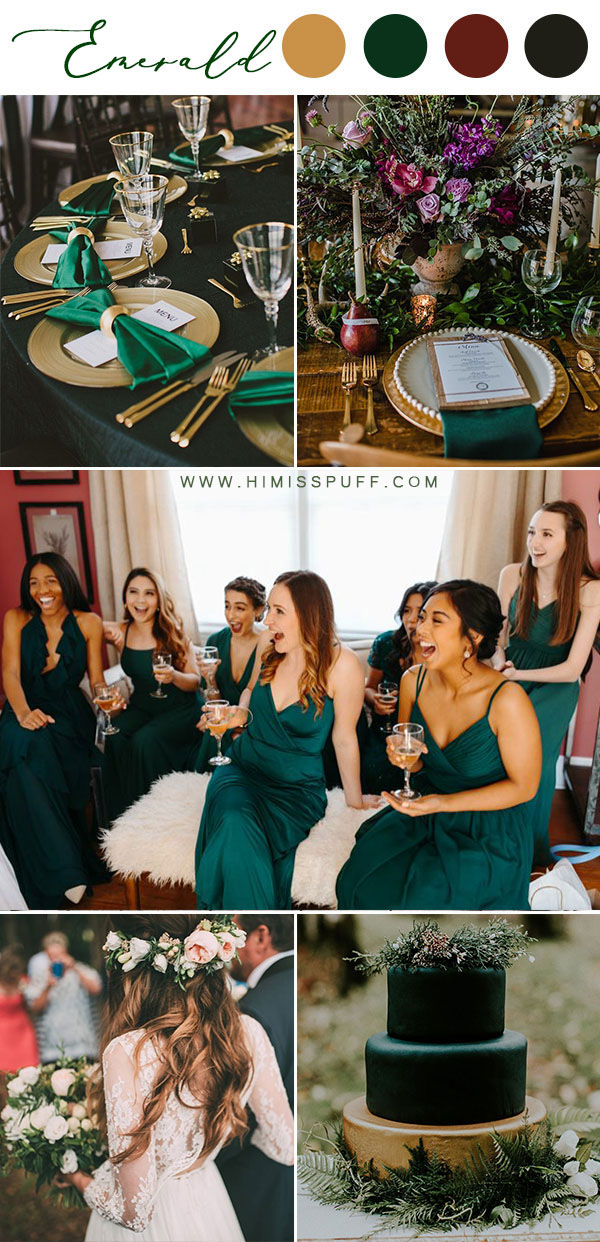 Emerald bridesmaid dresses color scheme ideas vintage wedding colors