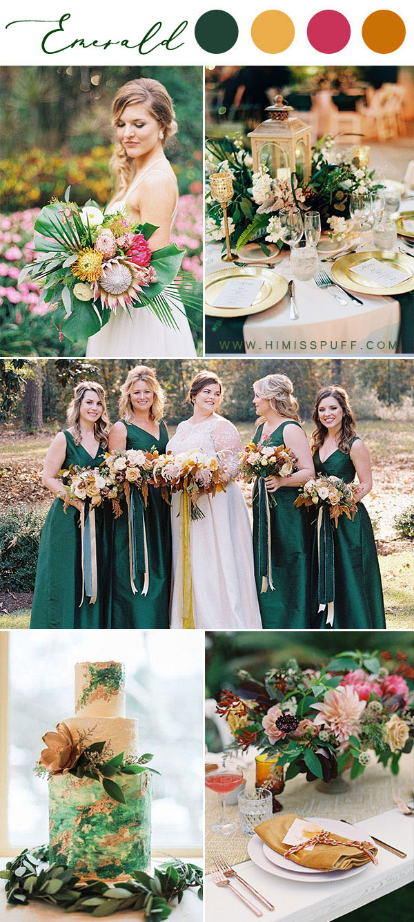 Emerald bridesmaid dresses wedding colors summer spring color palette
