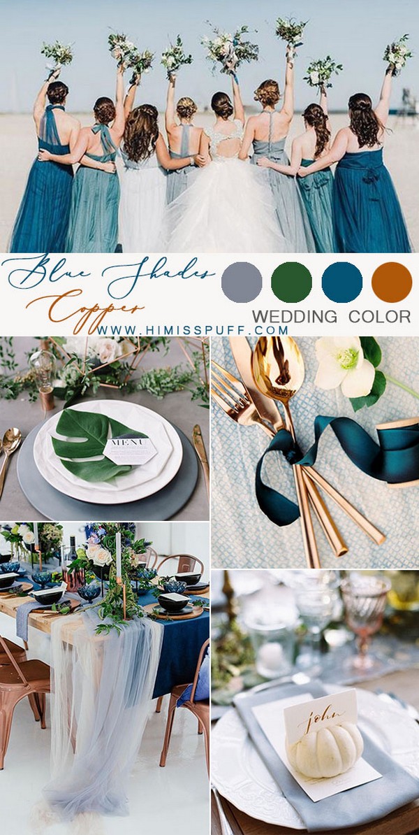 Winter gray wedding ideas with copper wedding decorations rustic copper table palce settings bronze broom tie for 2019 wedding