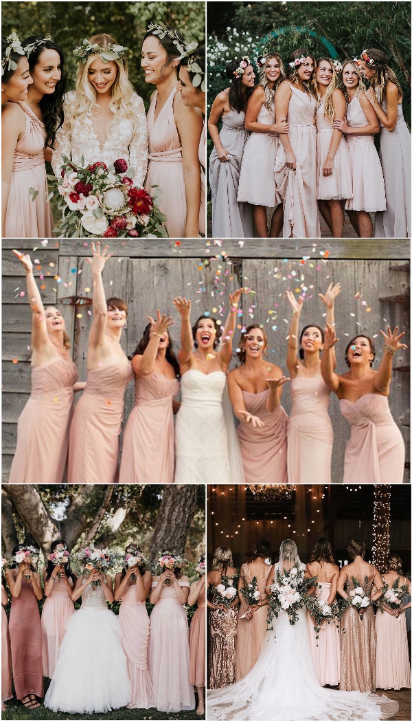 blush pink bridesmaid dresses mismatched bridesmaid dresses mix and match