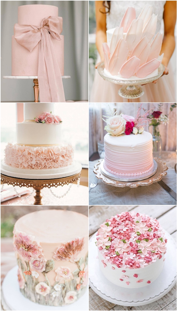blush weddding cakes romantic wedding ruffled cakes with ribbon