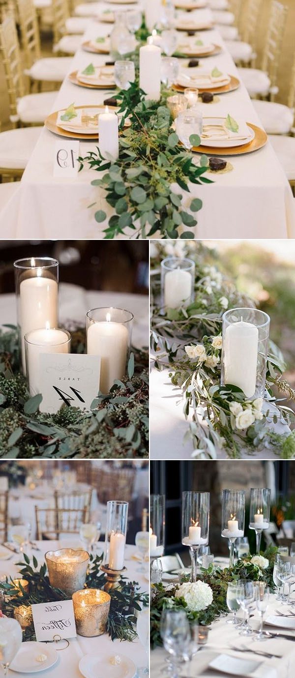 Rustic lantern wedding centerpieces with greenery floral decor