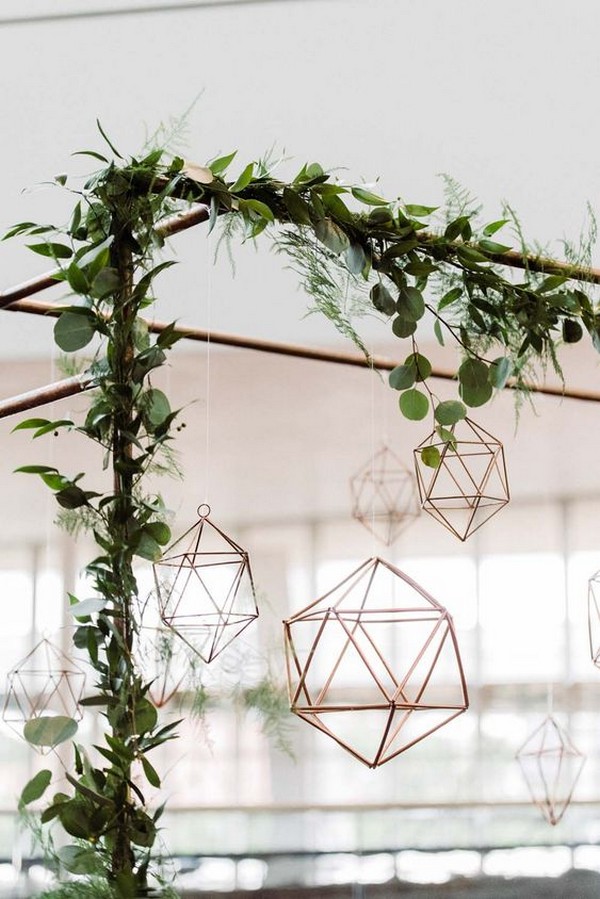 Copper greenery and geometric wedding arch ideas