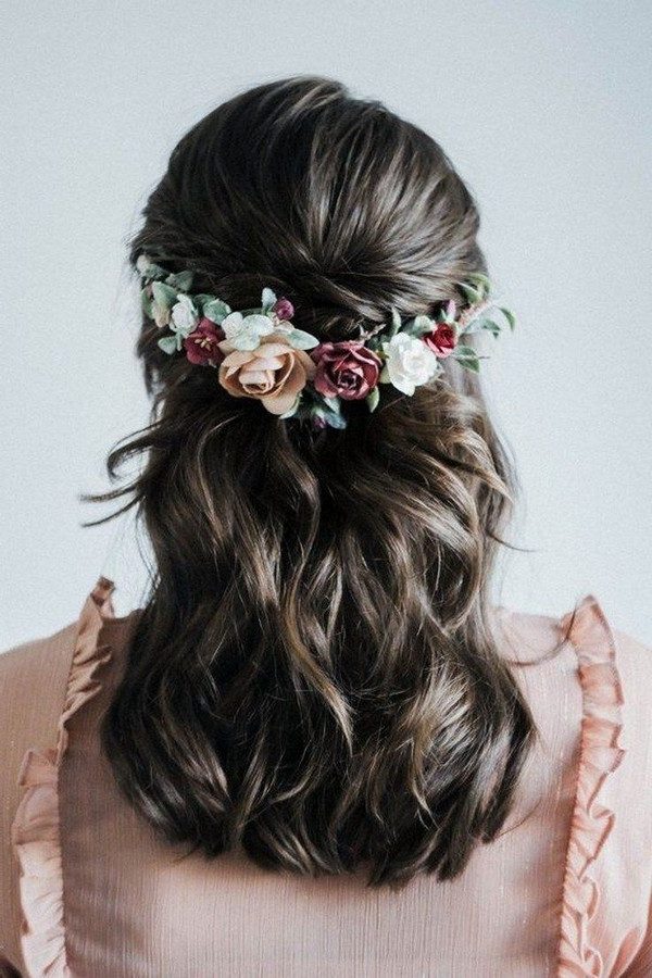 20 Fall Wedding Hairstyles With Flowers Hi Miss Puff