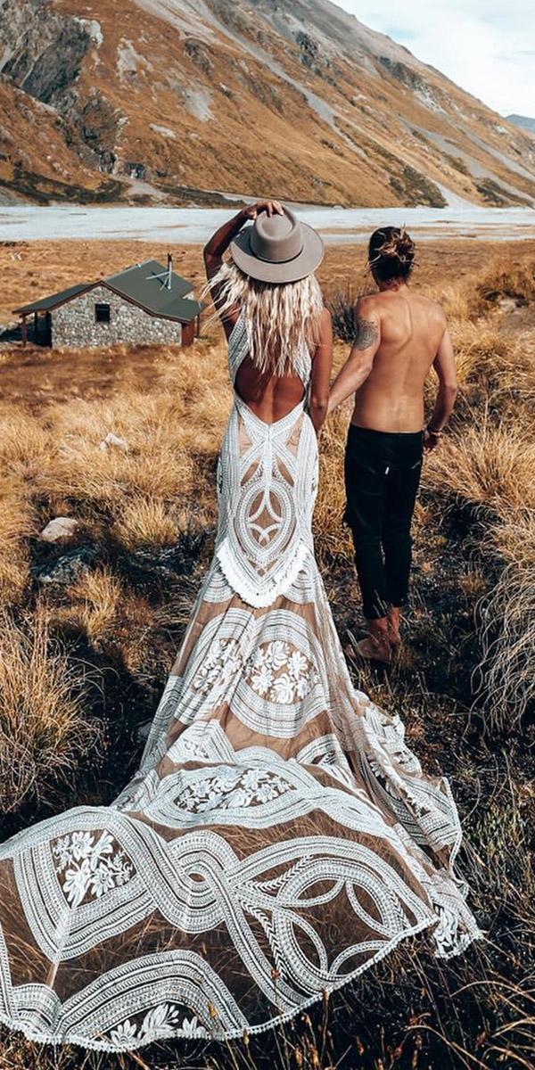 Long Sleeves Lace Country Wedding Dress Backless Vintage Beach Barn Ranch Plus Size Custom Made