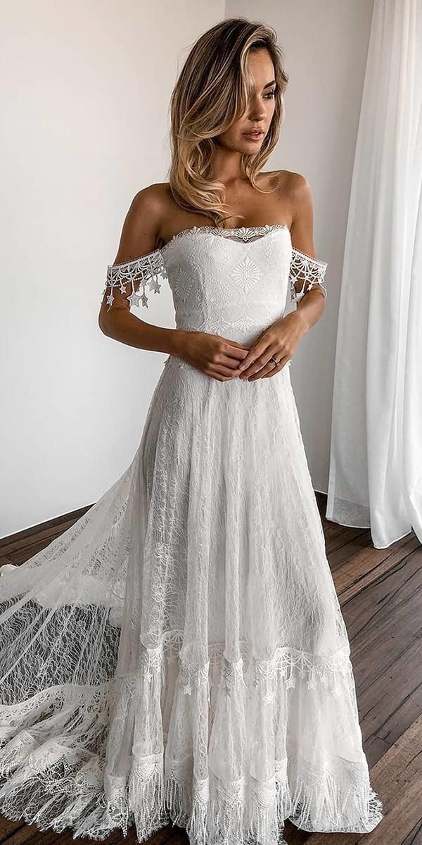 country style wedding dresses rustic off the shoulder lace grace loves lace
