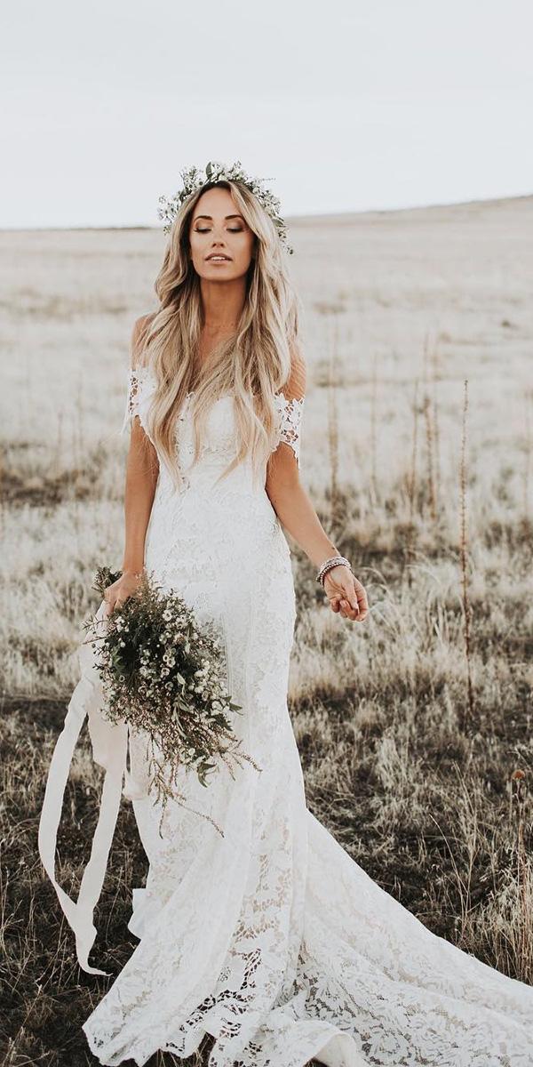 rustic lace wedding dresses sheath off the shoulder country lovers society