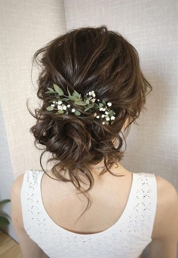 updo wedding hairstyle ideas with greenery
