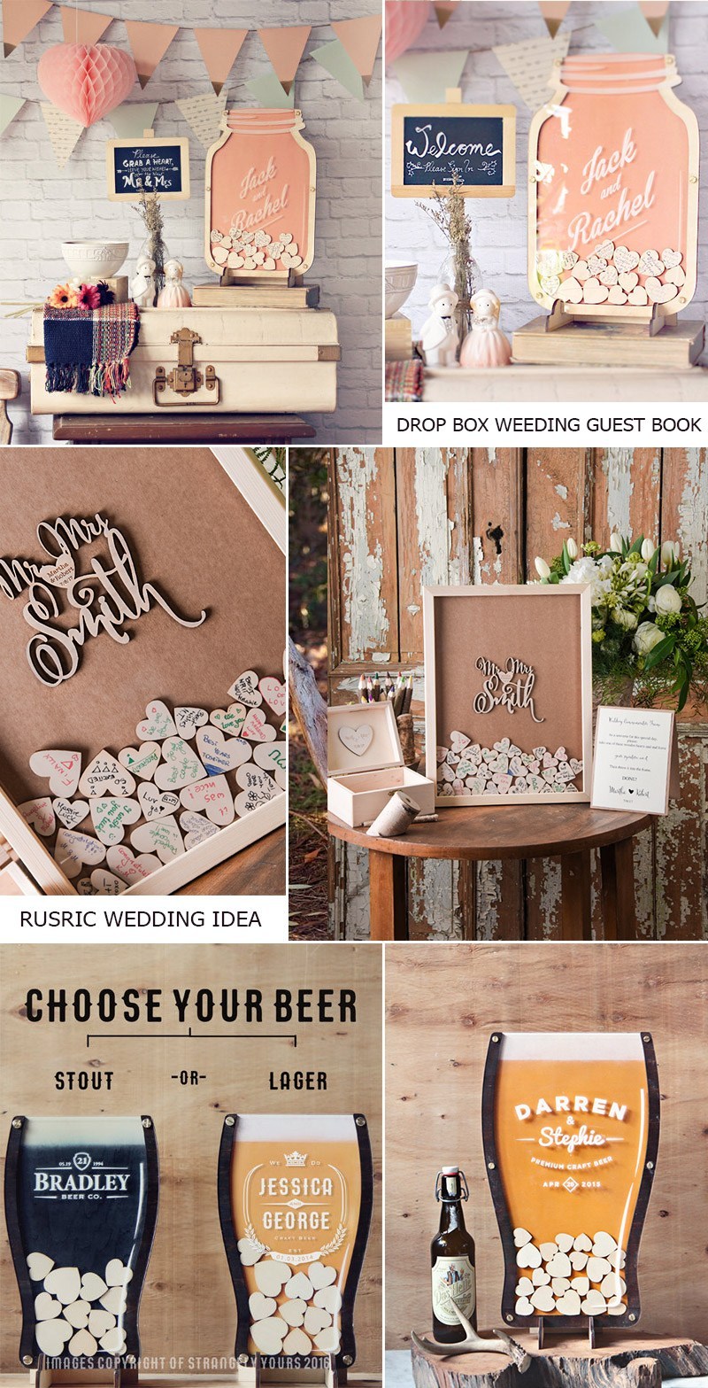 4 Beer Drop Hearts Pub wedding alternative to a wedding guest book Blush Pink Personalised Guestbook
