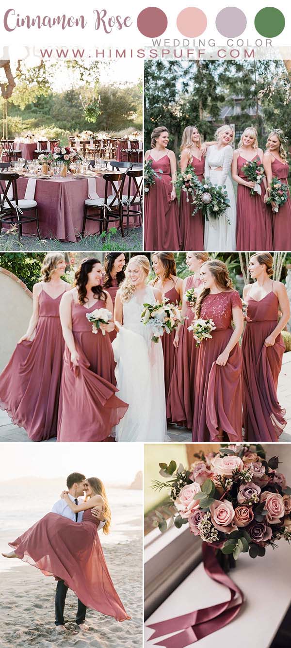 Cinnamon Rose wedding Color 2020 Bridesmaid dresses Wedding Decor Berry Color