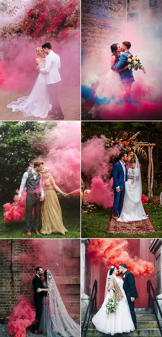 Colored wedding smoke bombs sweety kiss pink wedding smoke bombs pink wedding color inspirations
