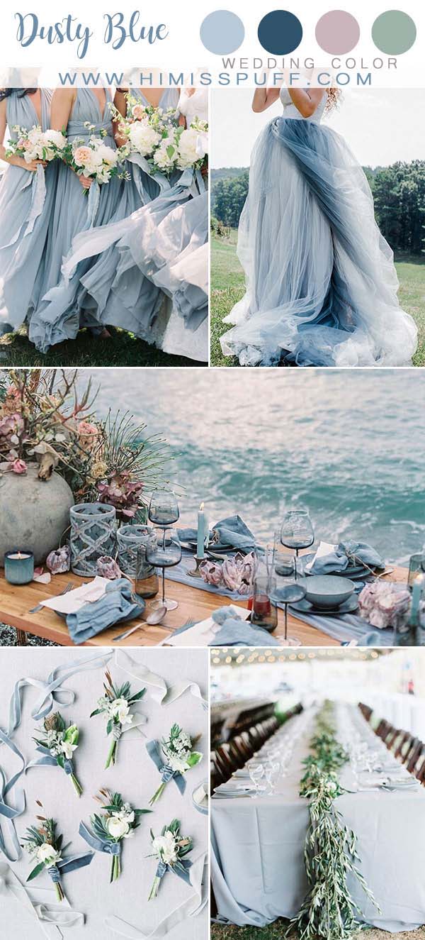 Dusty Blue Wedding Color Bridesmaid dresses Steel Blue Wedding Decor