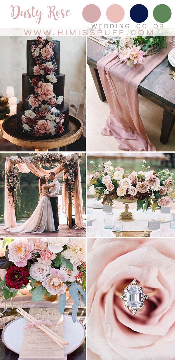 Dusty Rose wedding color 2020 Bridesmaid dresses Black wedding cakes