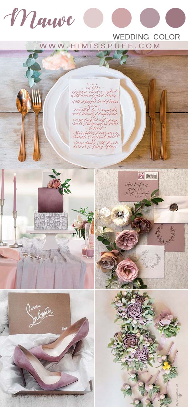 Dusty purple wedding ideas mauve wedding cake with candels mauve shoes and invitations you will love in your wedding