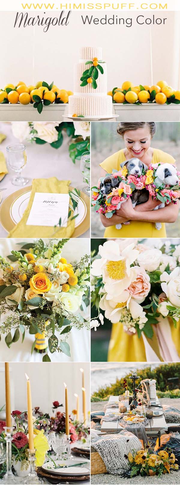 Marigold wedding theme with greenery wedding decorations