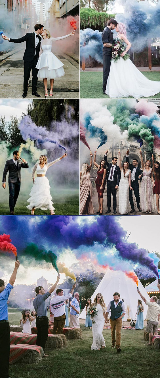 Purple wedding smoke bombs hottest wedding ideas