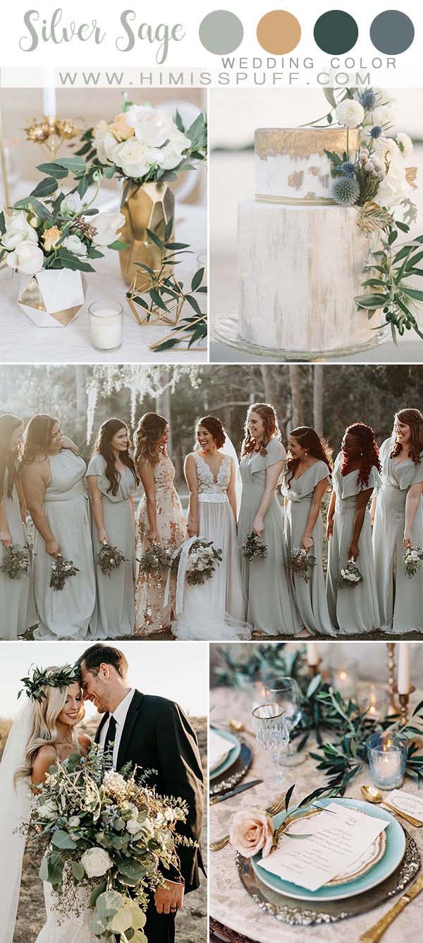 Silver Sage Dusty Sage wedding color Bridesmaid dresses Wedding Color Palettes