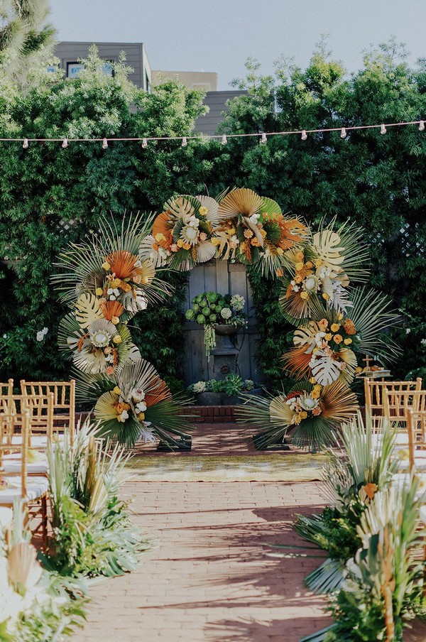 Tropical bohemian wedding backdrop