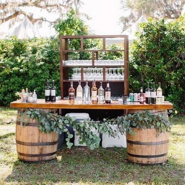 rustic country wedding drink bar ideas