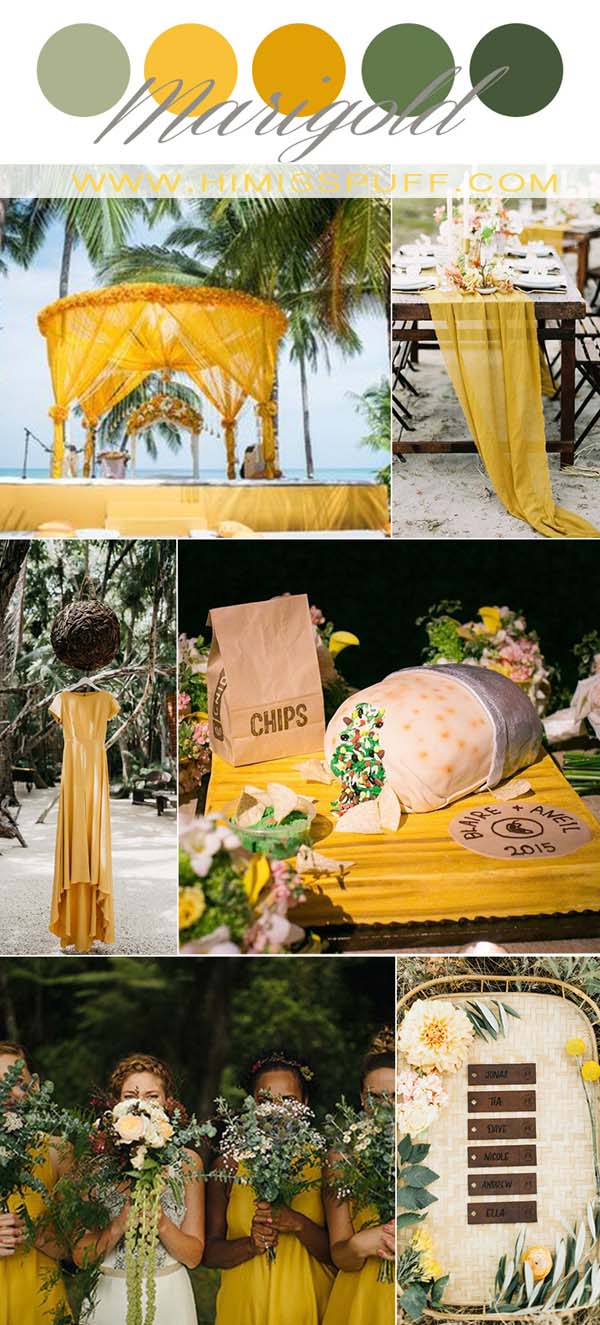 marigold real wedding ideas with green wedding decor