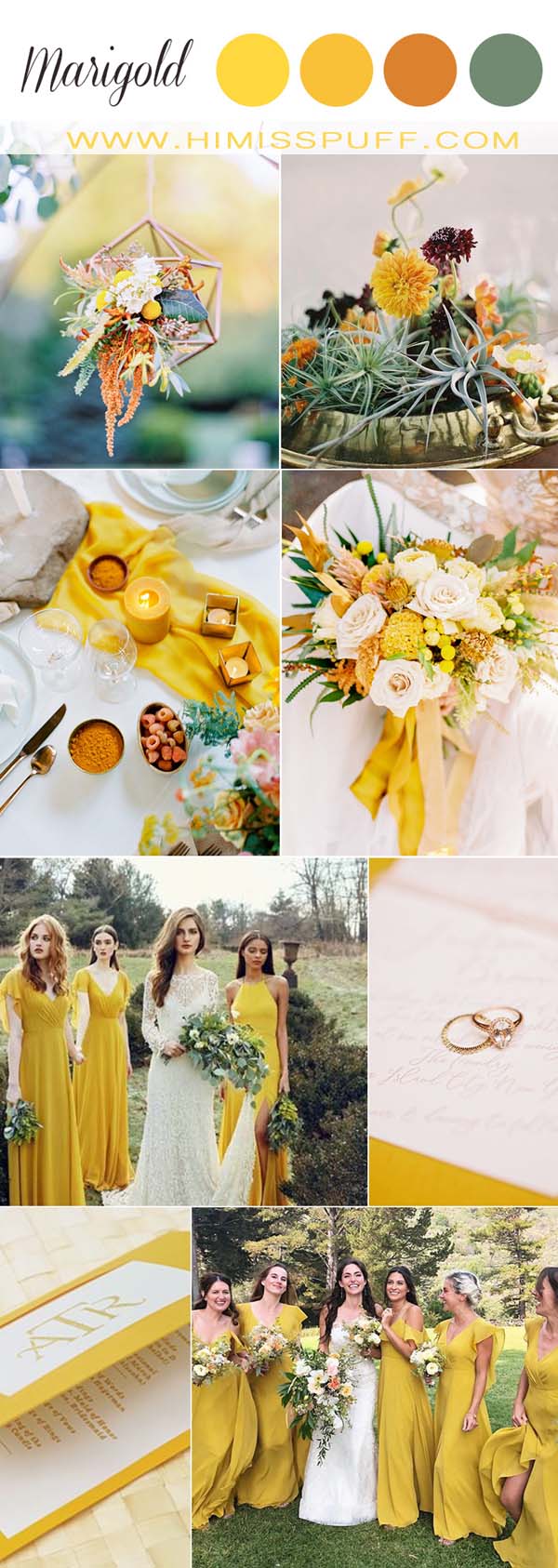 marigold wedding ideas marigold bridesmaid dresses with orange floral decorations