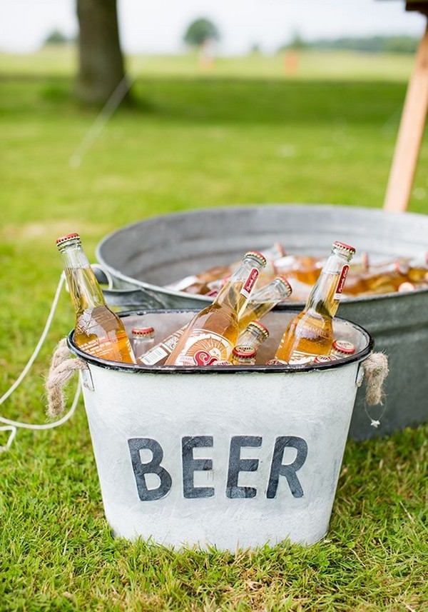 rustic outddor wedding beer bucket