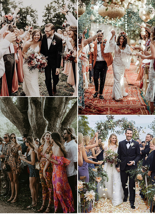 14 Bridesmaids down the aisle witness the happy moments of the bride and groom in wedding fall