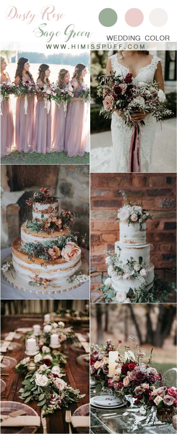 dusty rose and sage green wedding color ideas2