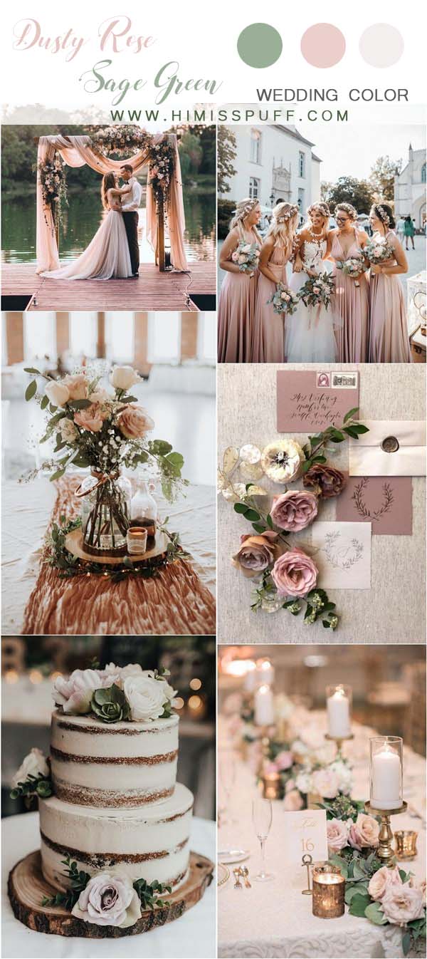 dusty rose and sage green wedding color ideas4