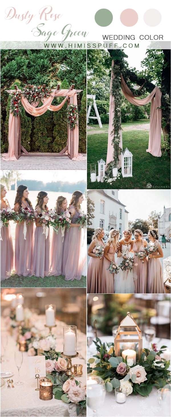 dusty rose and sage green wedding color ideas5