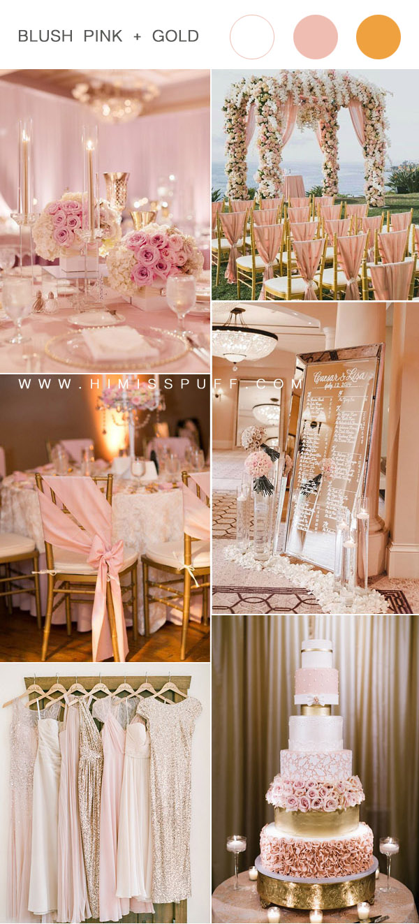 Gold and Pink Blush Inspired Wedding Color Ideas
