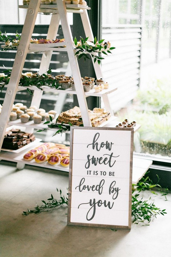 Ladder shelves are such a perfect way to showcase yummy desserts for your guests