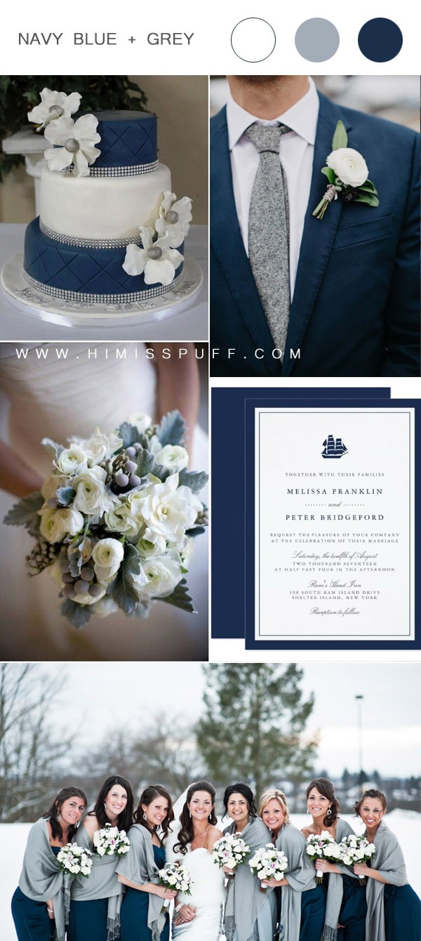 blue and gray winter wedding color ideas