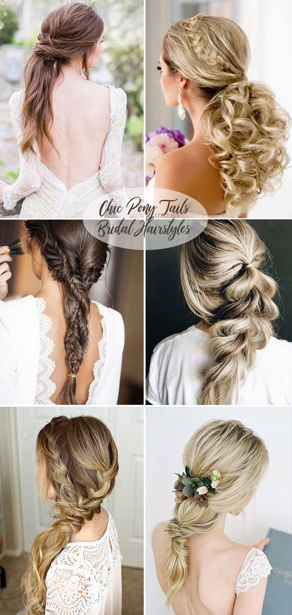chic ponytail bridal hairstyles wedding ideas