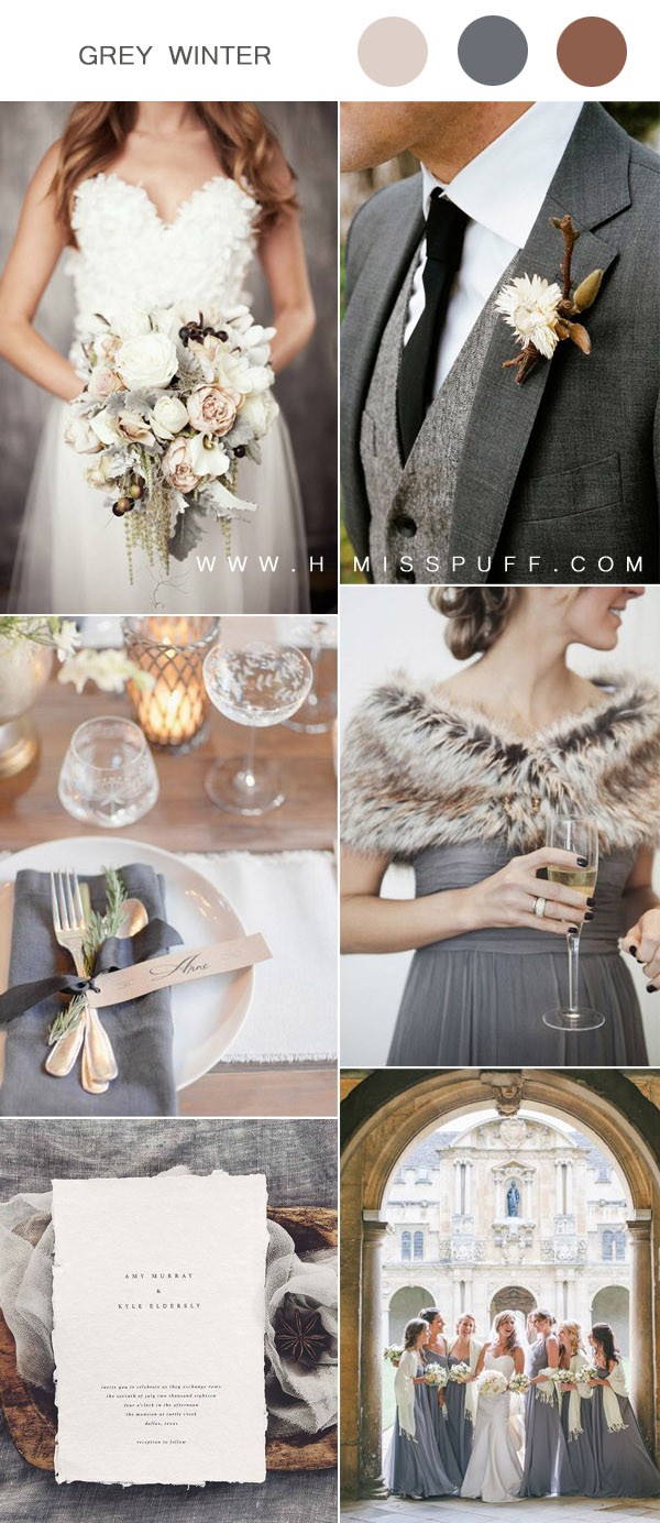 cozy grey winter wedding colors