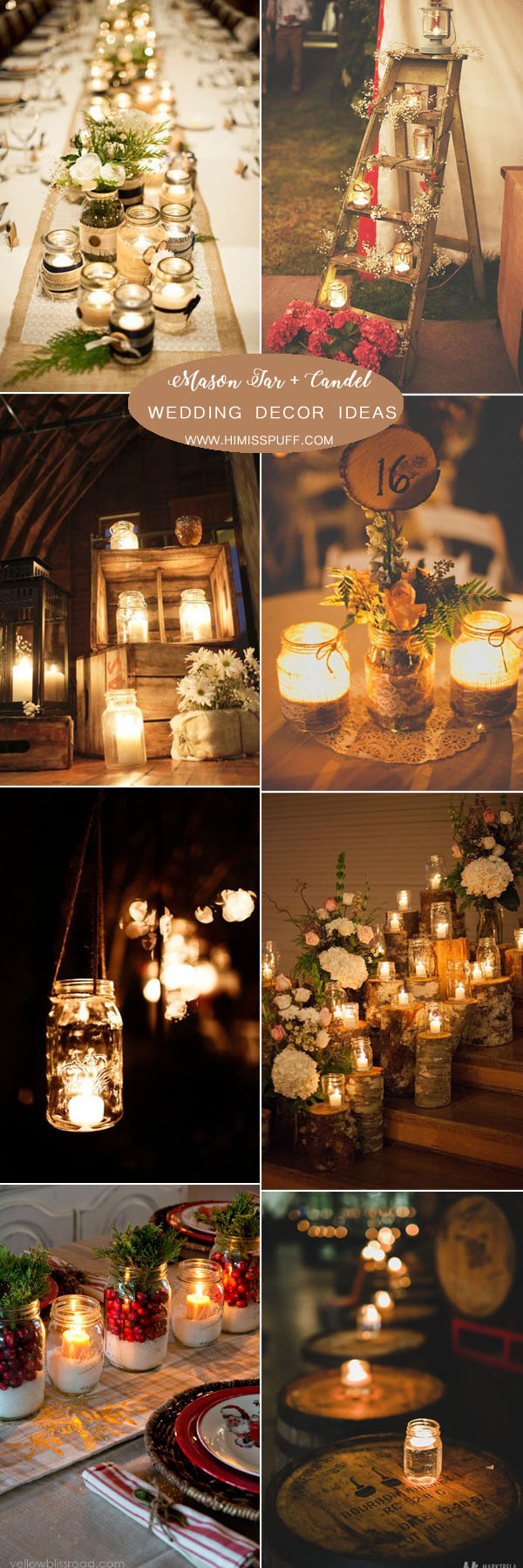creative ideas to add mason jar to your rustic and vintage weddings