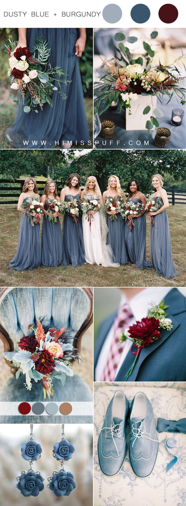 dusty blue and burgundy Wedding Color Combo Ideas