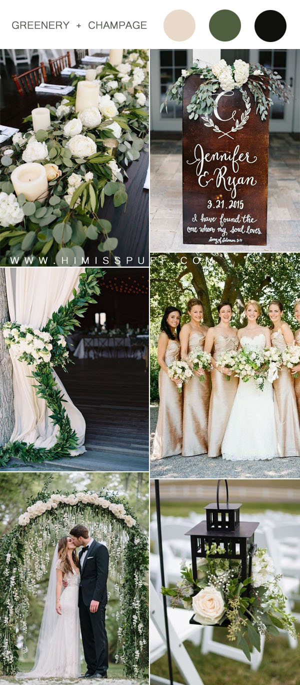 elegant and romantic champagne and greenery wedding color inspiration