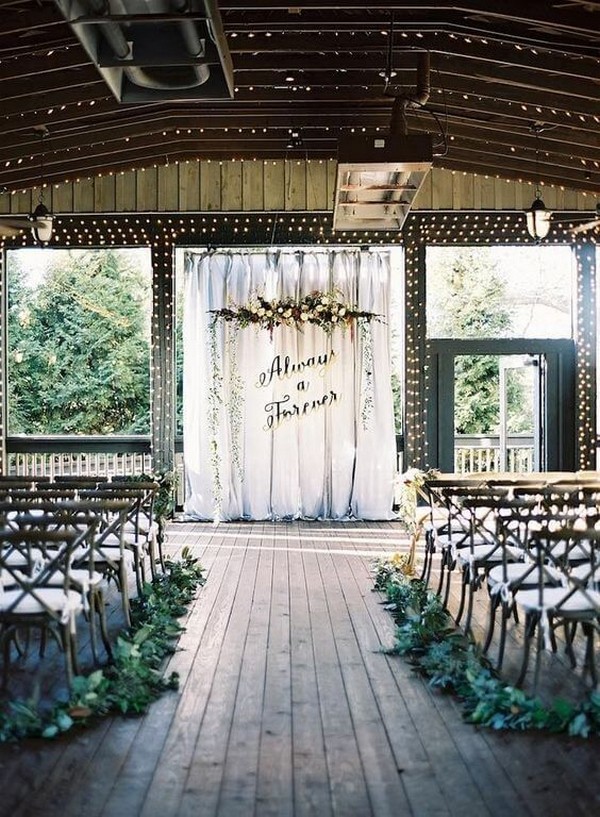 greenery indoor wedding ceremony decor ideas