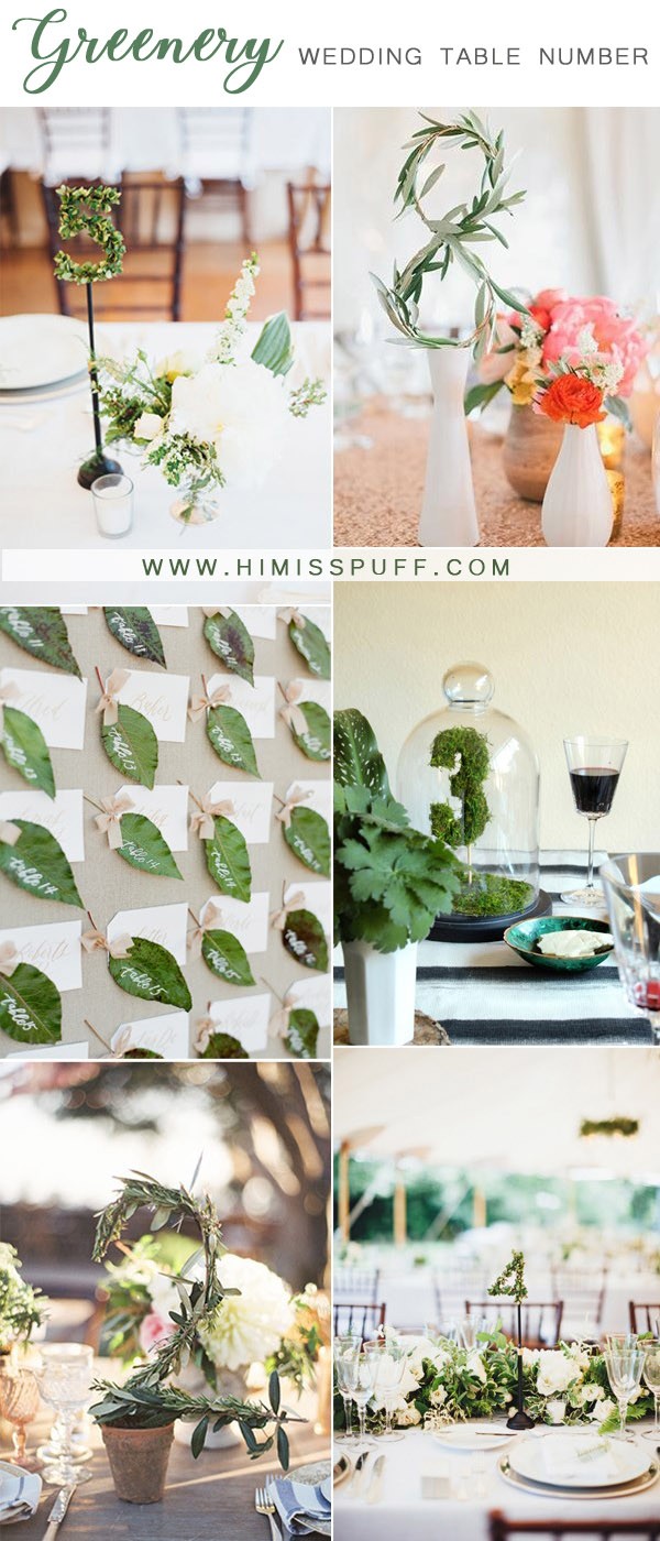 greenery wedding table number ideas for reception