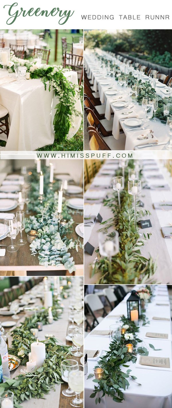 greenery wedding table runner decor ideas