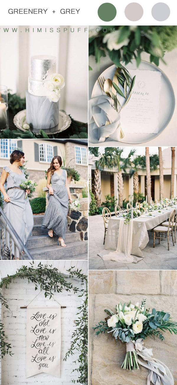 grey and greenery elegant wedding ideas