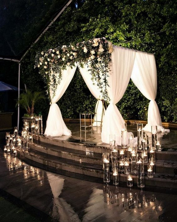 indoor wedding ceremony ideas with candles and greenery